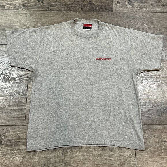 Vintage 90s Quiksilver Graphic Surf Tee Made in USA Gray Shirt - Men’s Large - Picture 1 of 7